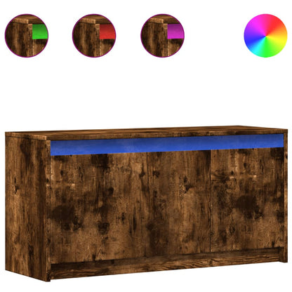 vidaXL Meuble TV avec lumières LED chêne fumé 100x34x50 cm