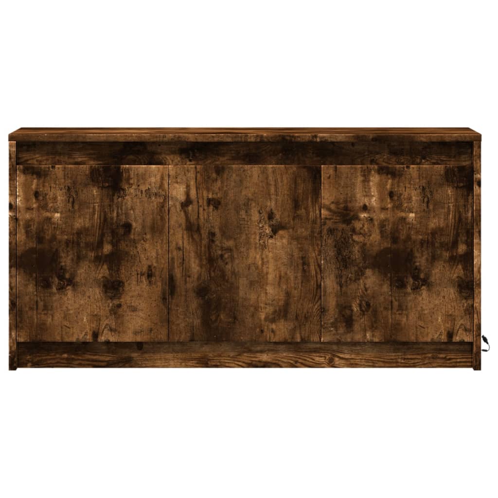 vidaXL Meuble TV avec lumières LED chêne fumé 100x34x50 cm