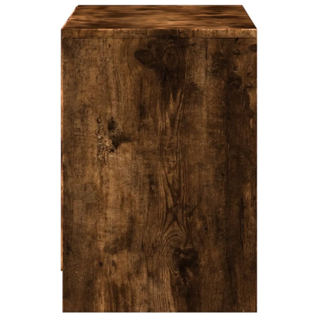 vidaXL Meuble TV avec lumières LED chêne fumé 100x34x50 cm