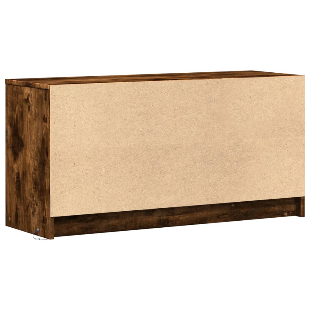 vidaXL Meuble TV avec lumières LED chêne fumé 100x34x50 cm