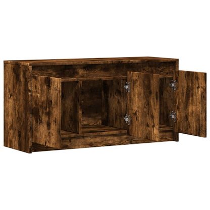 vidaXL Meuble TV avec lumières LED chêne fumé 100x34x50 cm