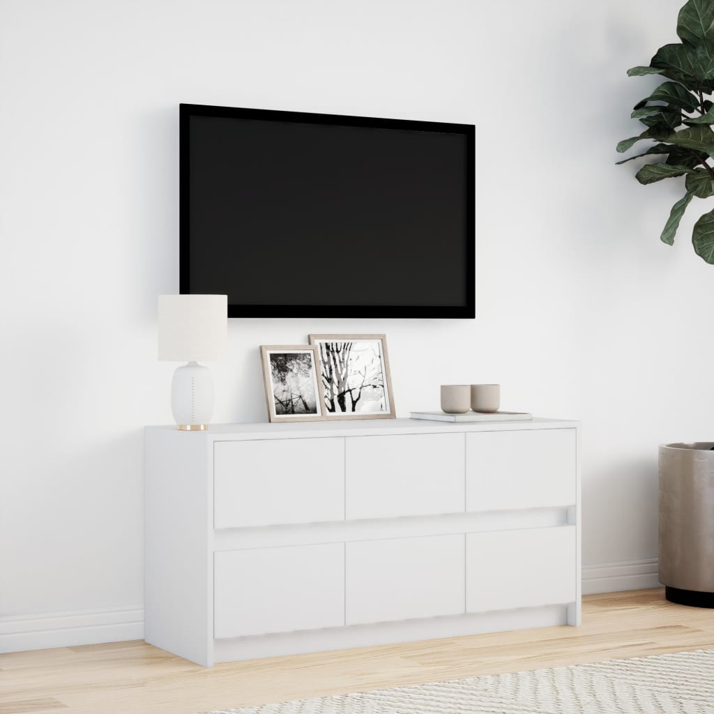 Meuble TV vidaXL avec éclairage LED blanc 100x34x50 cm aggloméré