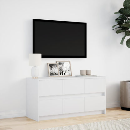 Meuble TV vidaXL avec éclairage LED blanc 100x34x50 cm aggloméré