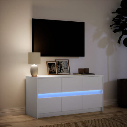 Meuble TV vidaXL avec éclairage LED blanc 100x34x50 cm aggloméré
