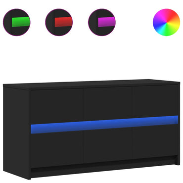 vidaXL Meuble TV avec lumières LED Noir 100x34x50 cm
