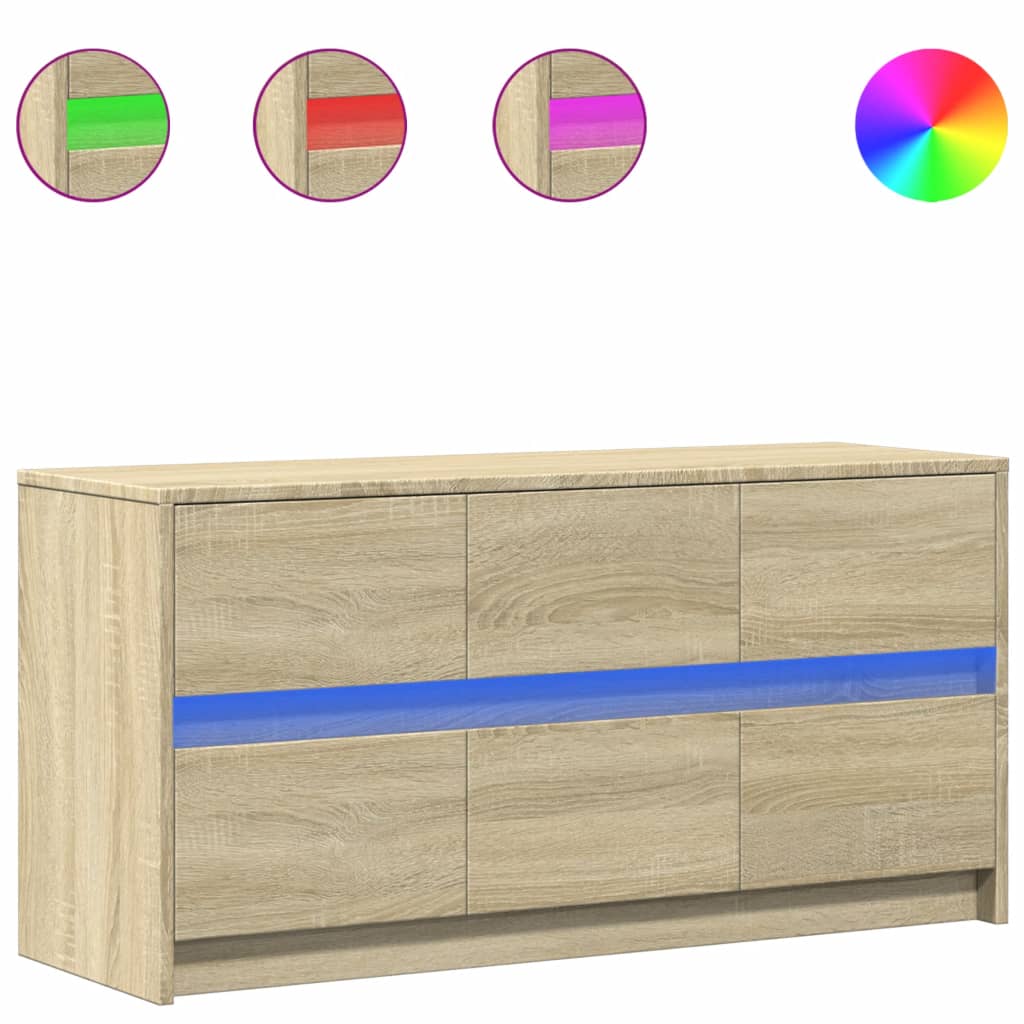 Meuble TV vidaXL avec éclairage LED chêne Sonoma 100x34x50 cm