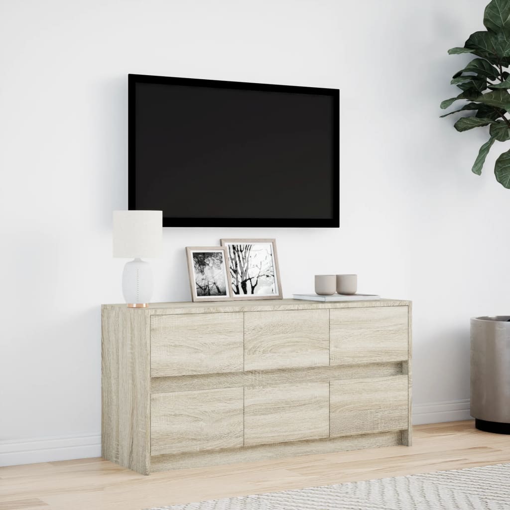 Meuble TV vidaXL avec éclairage LED chêne Sonoma 100x34x50 cm
