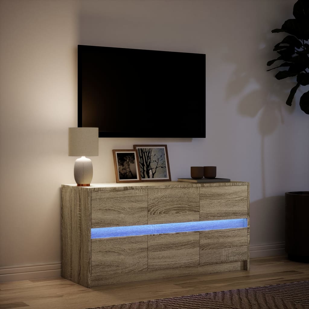 Meuble TV vidaXL avec éclairage LED chêne Sonoma 100x34x50 cm
