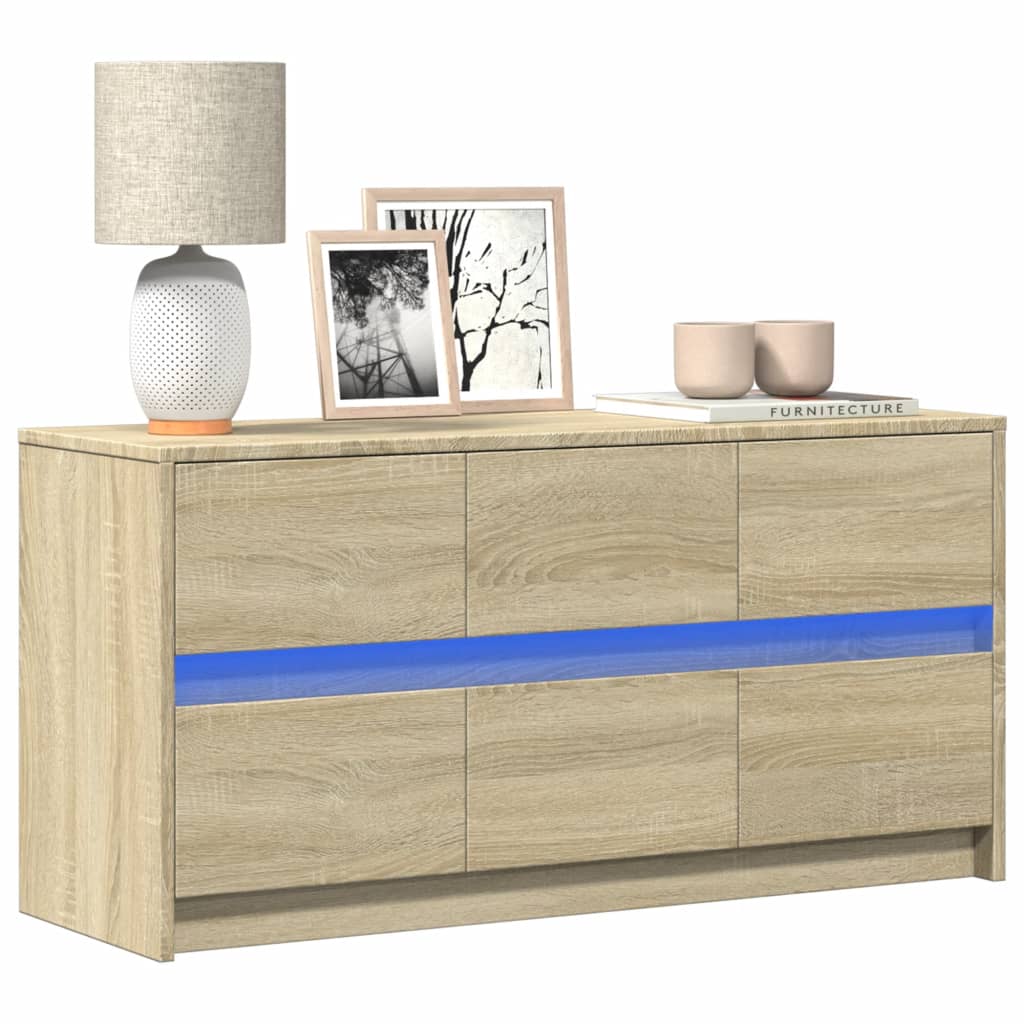 Meuble TV vidaXL avec éclairage LED chêne Sonoma 100x34x50 cm
