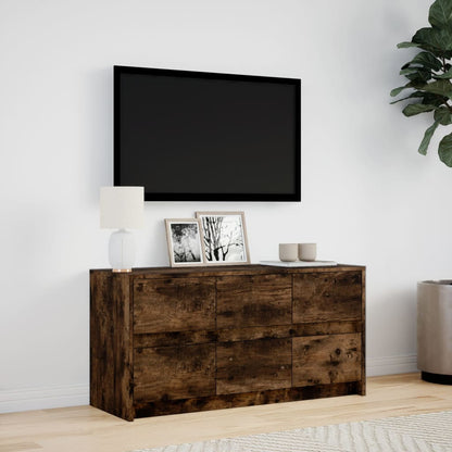 vidaXL Meuble TV avec lumières LED chêne fumé 100x34x50 cm
