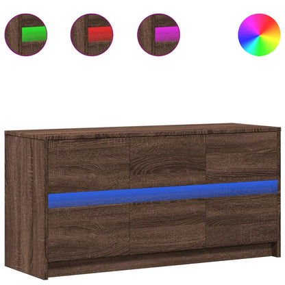 vidaXL Meuble TV avec éclairage LED Chêne brun 100x34x50 cm