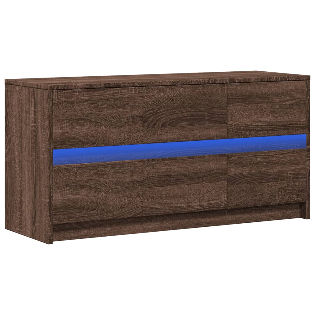 vidaXL Meuble TV avec éclairage LED Chêne brun 100x34x50 cm