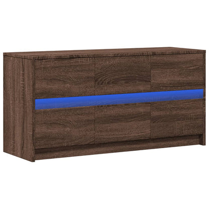 vidaXL Meuble TV avec éclairage LED Chêne brun 100x34x50 cm