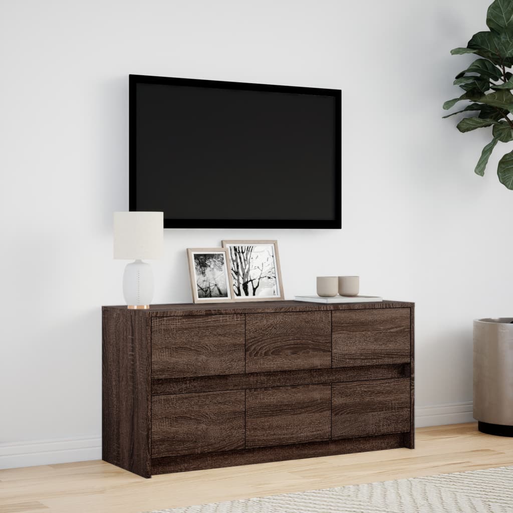 vidaXL Meuble TV avec éclairage LED Chêne brun 100x34x50 cm