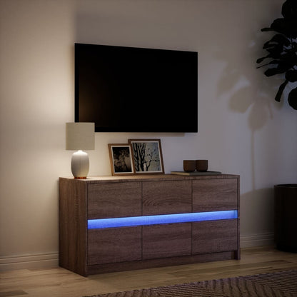 vidaXL Meuble TV avec éclairage LED Chêne brun 100x34x50 cm