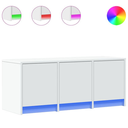 vidaXL Meuble TV avec lumières LED Blanc 97x34x40 cm Aggloméré