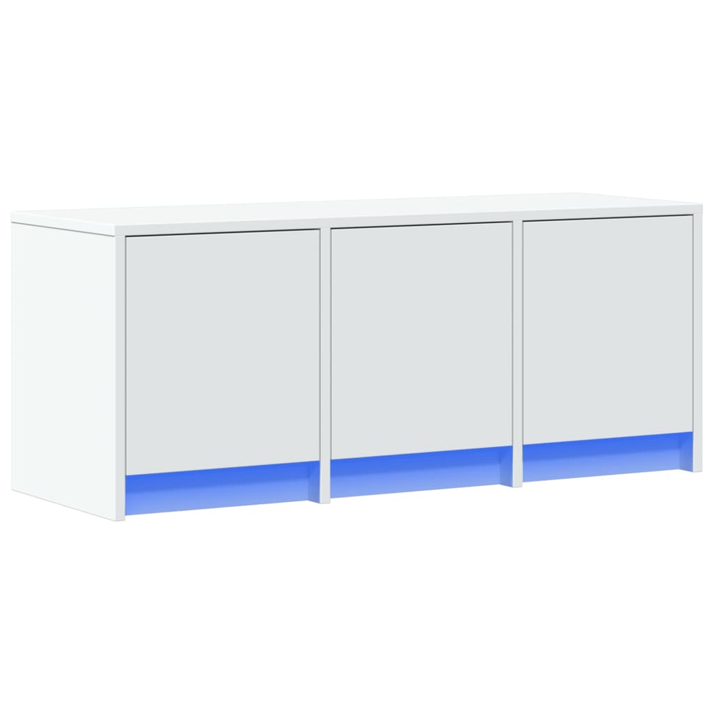 vidaXL Meuble TV avec lumières LED Blanc 97x34x40 cm Aggloméré