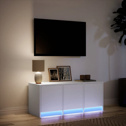 vidaXL Meuble TV avec lumières LED Blanc 97x34x40 cm Aggloméré
