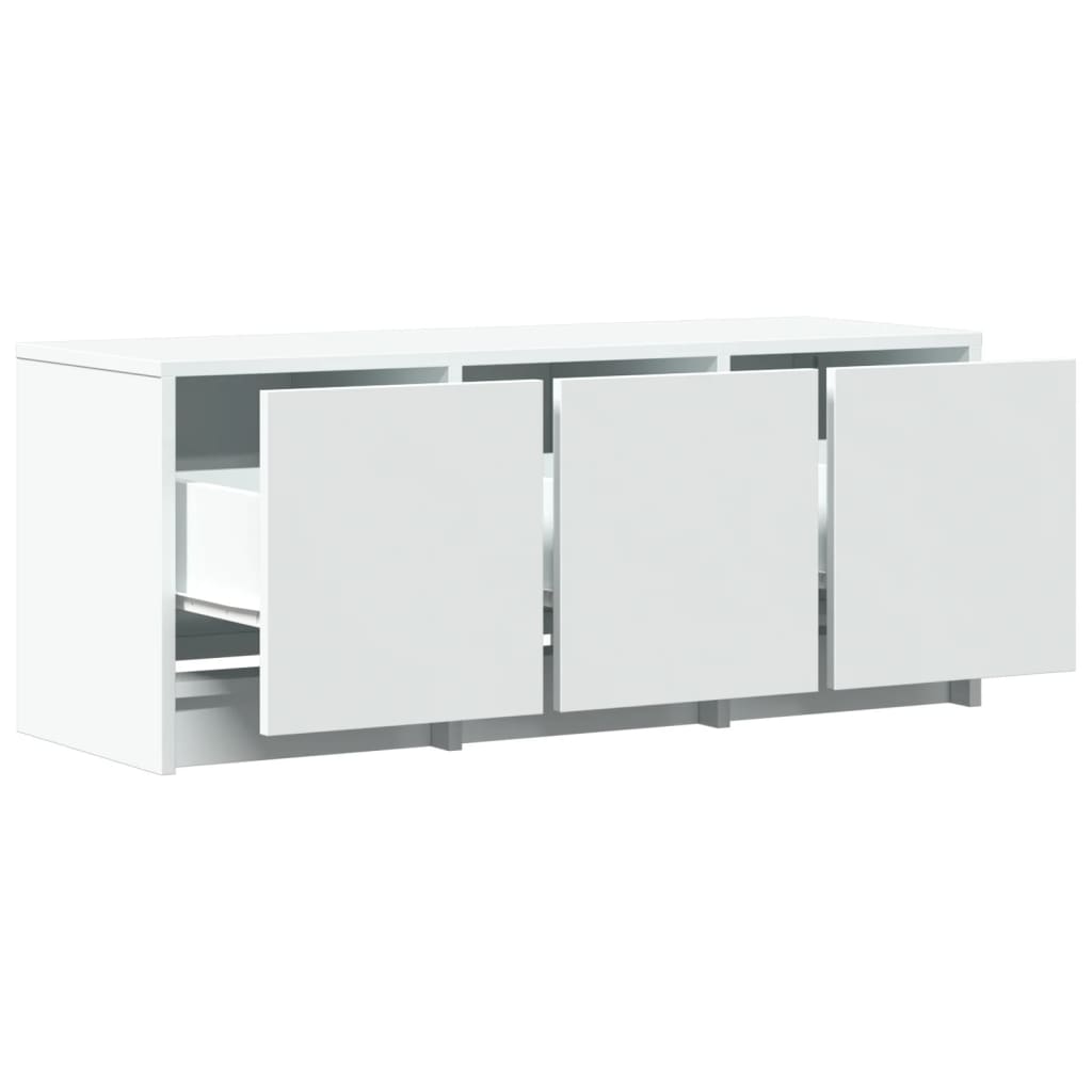 vidaXL Meuble TV avec lumières LED Blanc 97x34x40 cm Aggloméré