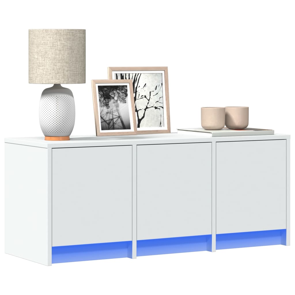 vidaXL Meuble TV avec lumières LED Blanc 97x34x40 cm Aggloméré