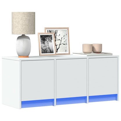 vidaXL Meuble TV avec lumières LED Blanc 97x34x40 cm Aggloméré