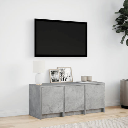 vidaXL Meuble TV LED gris béton 97x34x40 cm en bois d'ingénierie