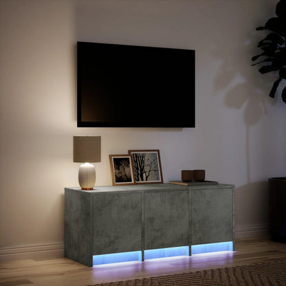 vidaXL Meuble TV LED gris béton 97x34x40 cm en bois d'ingénierie