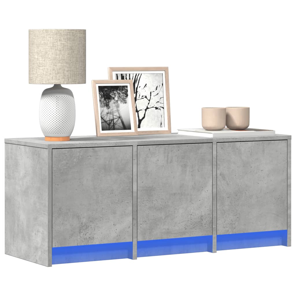 vidaXL Meuble TV LED gris béton 97x34x40 cm en bois d'ingénierie