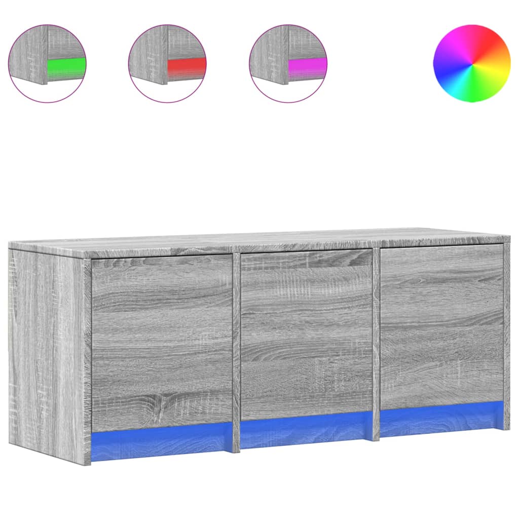 vidaXL Meuble TV LED Gris Sonoma 97x34x40 cm Bois d'ingénierie