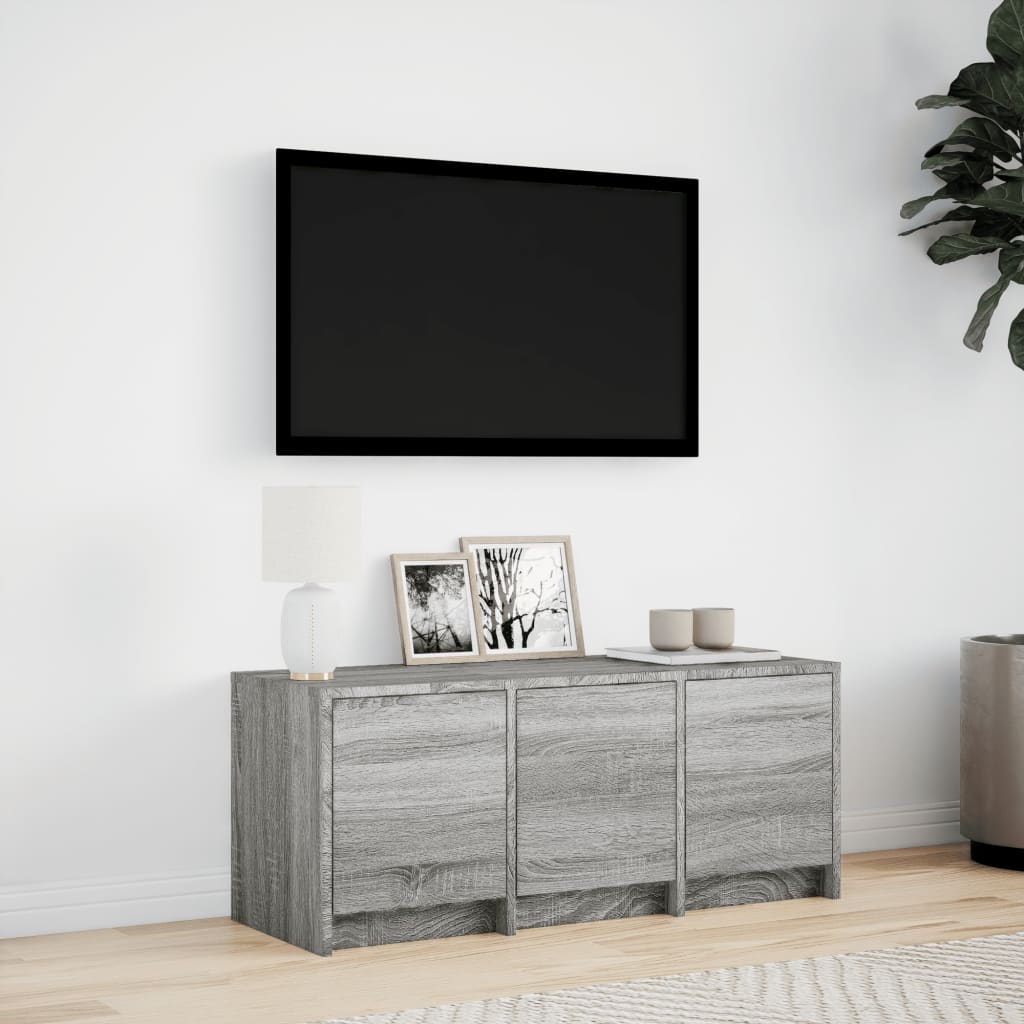 vidaXL Meuble TV LED Gris Sonoma 97x34x40 cm Bois d'ingénierie