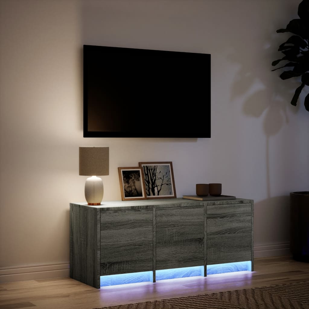 vidaXL Meuble TV LED Gris Sonoma 97x34x40 cm Bois d'ingénierie