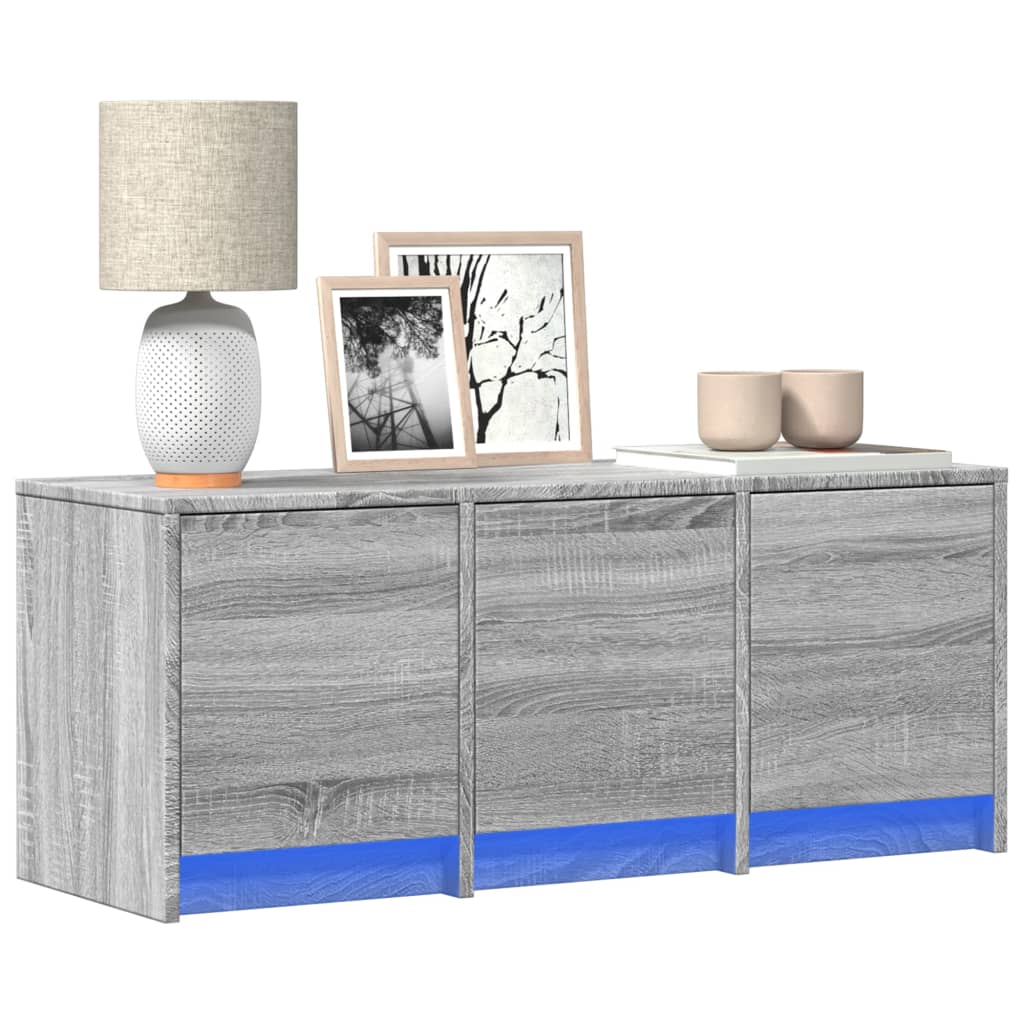 vidaXL Meuble TV LED Gris Sonoma 97x34x40 cm Bois d'ingénierie