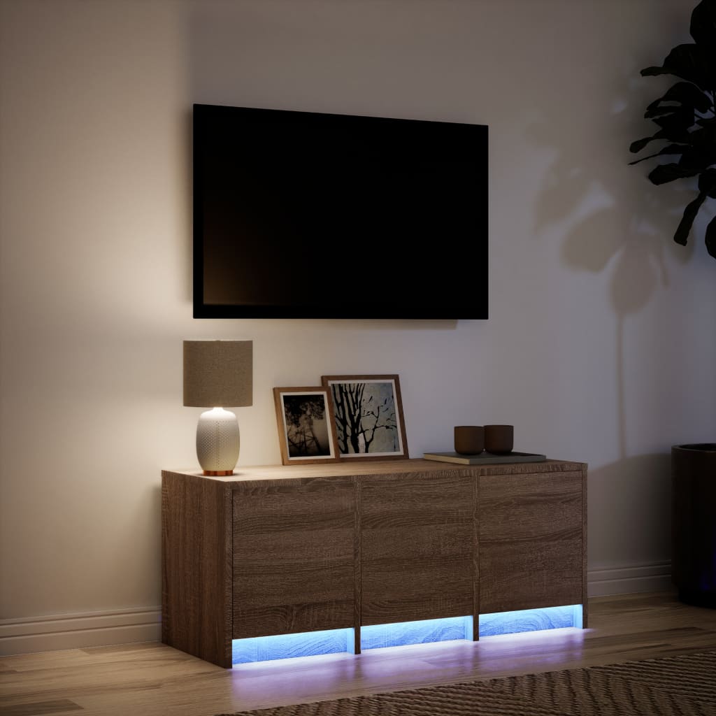 vidaXL TV-Schrank LED Braun Eichen-Optik 97x34x40 cm Holzwerkstoff