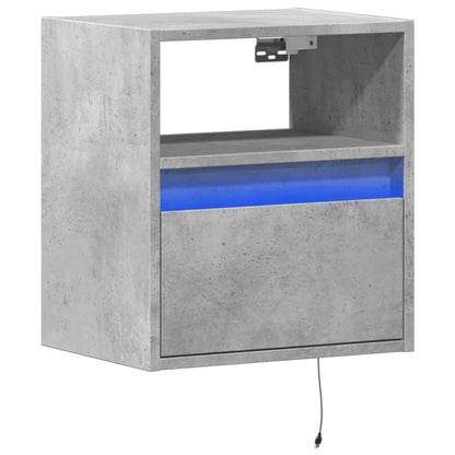 Meuble TV mural vidaXL avec éclairage LED gris béton 41x31x45 cm