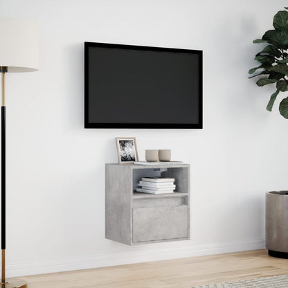 Meuble TV mural vidaXL avec éclairage LED gris béton 41x31x45 cm
