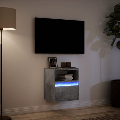 Meuble TV mural vidaXL avec éclairage LED gris béton 41x31x45 cm