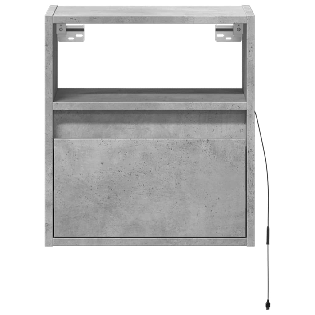 Meuble TV mural vidaXL avec éclairage LED gris béton 41x31x45 cm