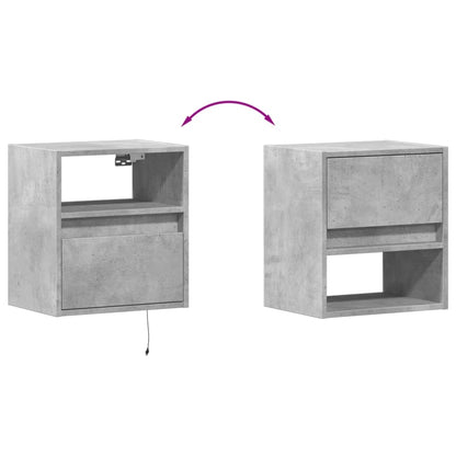 Meuble TV mural vidaXL avec éclairage LED gris béton 41x31x45 cm
