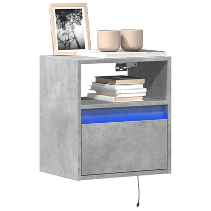 Meuble TV mural vidaXL avec éclairage LED gris béton 41x31x45 cm