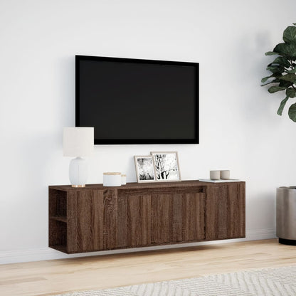 vidaXL TV-Wandschrank mit LED-Beleuchtung Eichen-Optik 135x31x39,5 cm