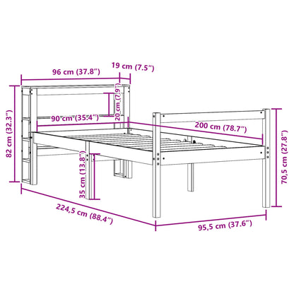 vidaXL Seniorenbett mit Kopfteil Weiß 90x200 cm Massivholz Kiefer