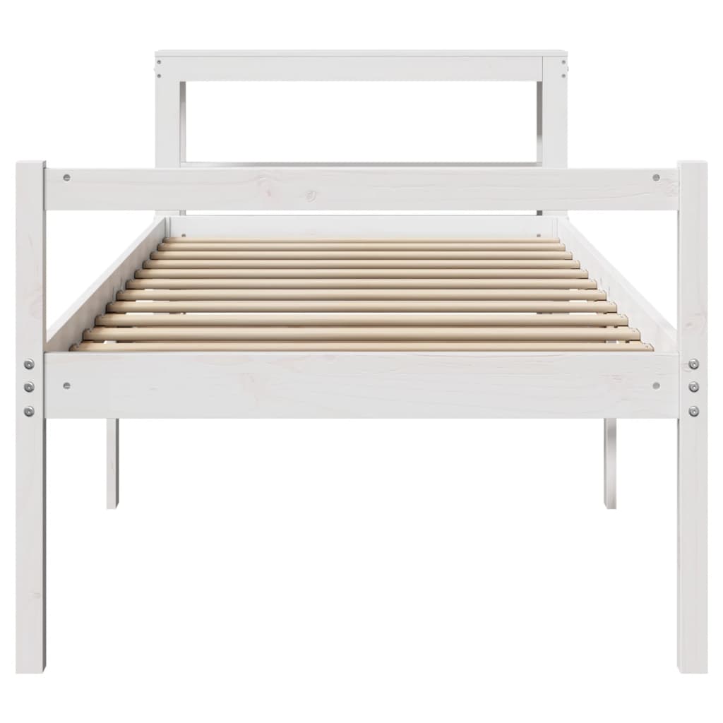 vidaXL Seniorenbett mit Kopfteil Weiß 90x200 cm Massivholz Kiefer