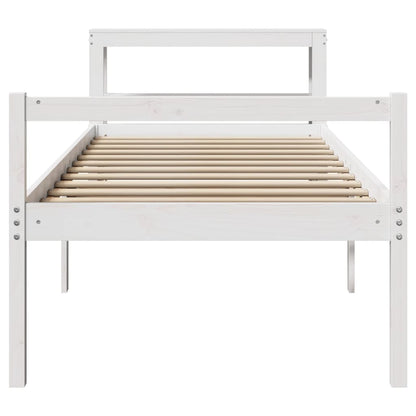 vidaXL Seniorenbett mit Kopfteil Weiß 90x200 cm Massivholz Kiefer
