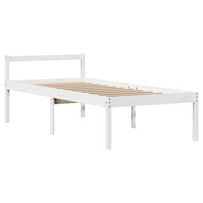 vidaXL Seniorenbett mit Kopfteil Weiß 90x200 cm Massivholz Kiefer