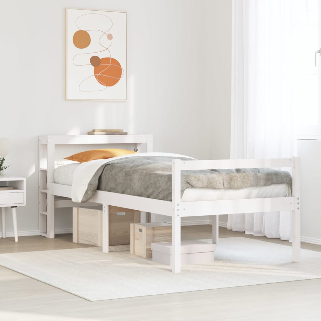 vidaXL Seniorenbett mit Kopfteil Weiß 90x200 cm Massivholz Kiefer