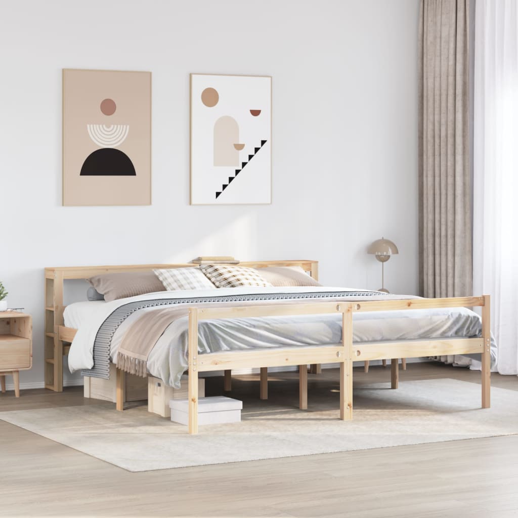 vidaXL Seniorenbett mit Kopfteil 200x200 cm Massivholz Kiefer