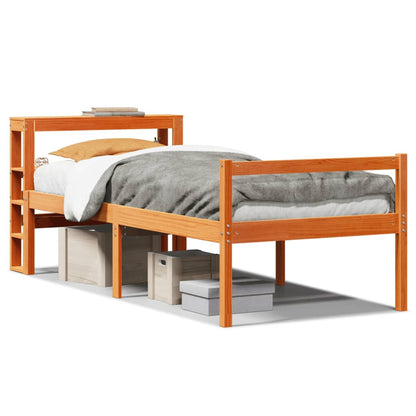 vidaXL Bettgestell mit Kopfteil ohne Matratze Wachsbraun 90x200 cm