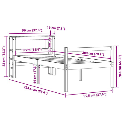 vidaXL Bettgestell mit Kopfteil ohne Matratze Wachsbraun 90x200 cm