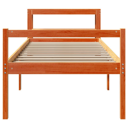 vidaXL Bettgestell mit Kopfteil ohne Matratze Wachsbraun 90x200 cm