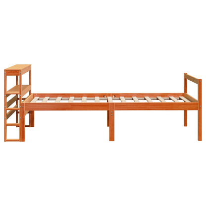 vidaXL Bettgestell mit Kopfteil ohne Matratze Wachsbraun 90x200 cm